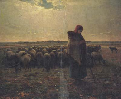 jean-francois millet Shepherdess with her flock (san17) France oil painting art